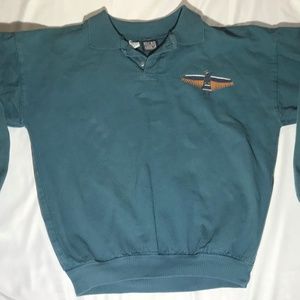 Teal Native American Dancing Bird Man Sweatshirt